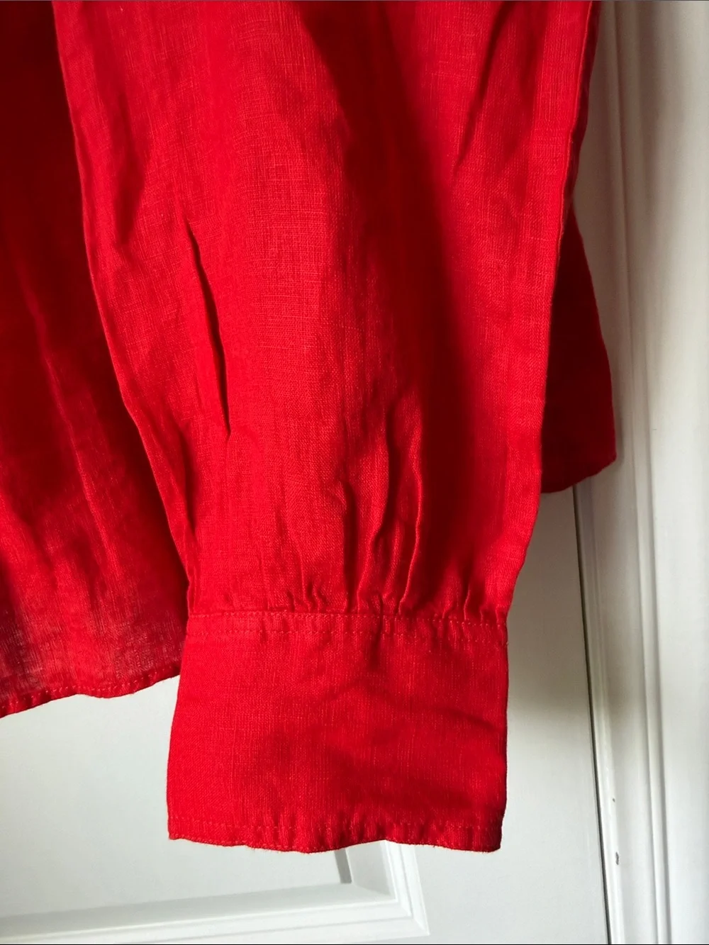 J. Crew Bright Red Linen V-Neck Long-Sleeve Tunic - Picture 4 of 6